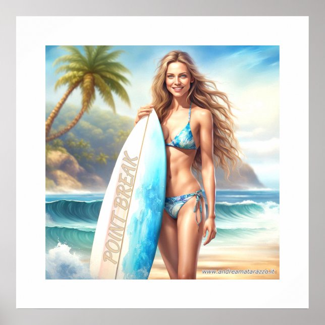 Póster salto de punto de acción chica (Frente)