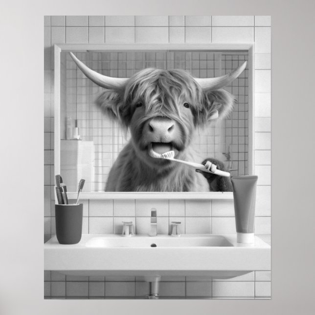 Póster Salto del baño de humor dental de los dientes de c (Frente)