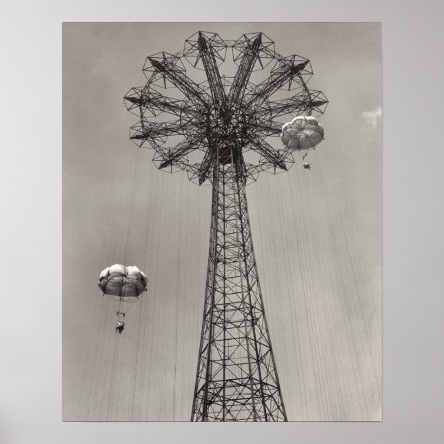 Póster Salto en Paracaídas de la Isla Coney (Frente)