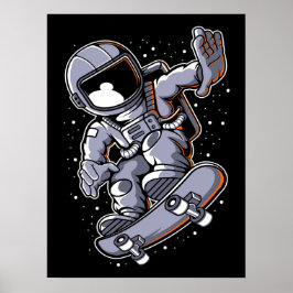 Póster Salto en patineta de astronauta