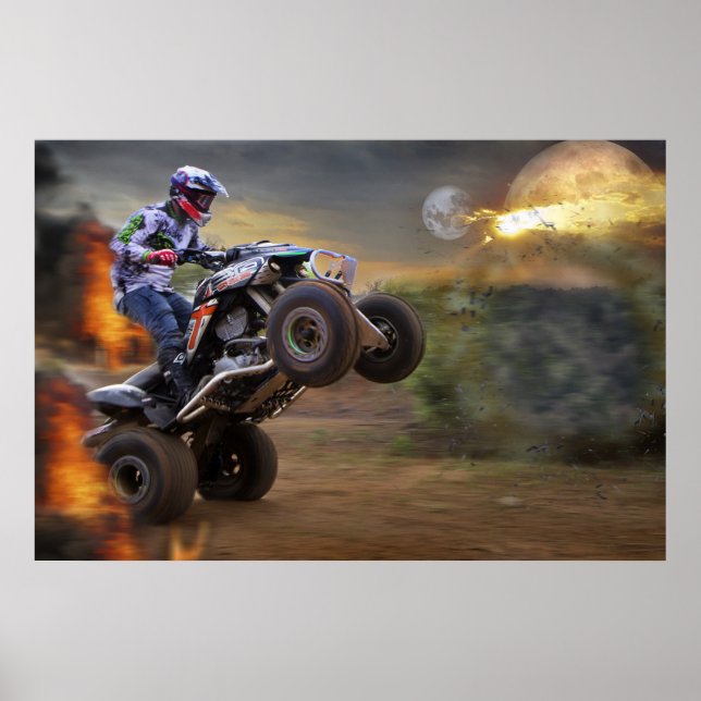Póster Salto poster al Porthole con su Quad Bike (Frente)