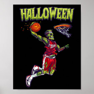 Póster Salto Zombie Basketball Dunk Player Halloween Pump