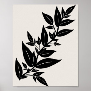 Póster Saltos Beige Y Negro Botánico