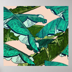 Póster Saltos de Banana: Patrón tropical sin foco.