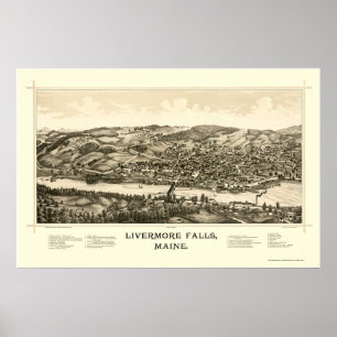 Póster Saltos de Livermore, Mapa Panorámico ME - 1889