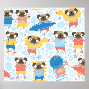 Póster Saltos de vacaciones, playa de verano sin costura.