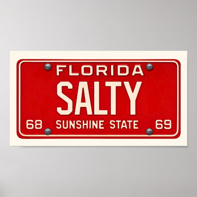 Póster Salty Life | Coastal Retro Florida License Plate (Frente)