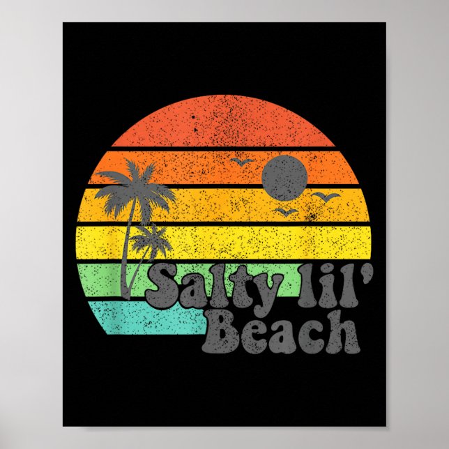 Póster Salty Lil Beach Retro Vacation Funny Summer Quote  (Frente)