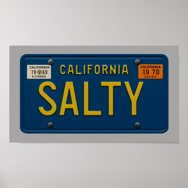 Póster Salty - Retro 1969 California License Plate Art (Frente)