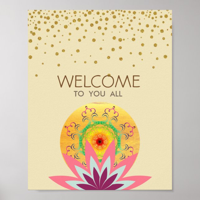 Póster Salud de curación de yoga de flores rosadas de Lot (Frente)