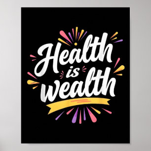 Póster Salud es riqueza _ Diseño de citas motivacionales