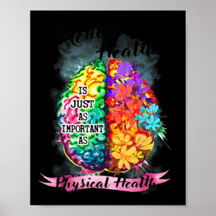Póster Salud Física Cerebro Floral Awareno de Salud Menta