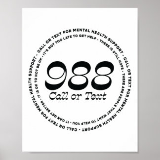 Póster Salud Mental 988 Prevención del Suicidio
