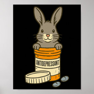 Póster Salud Mental Antidepresiva Humor de Conejo Amante