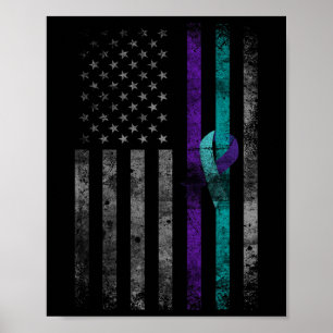 Póster Salud mental Bandera Americana Sensibilización sob