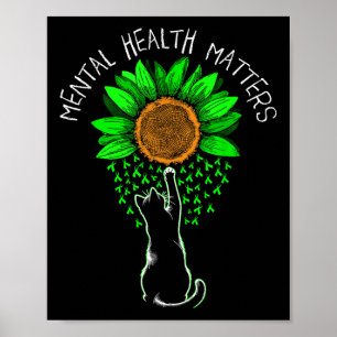 Póster Salud Mental S Conciencia Del Gato Mujeres Flores 