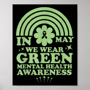 Póster Salud Mental S Nosotros Vestimos Verde Conciencia 