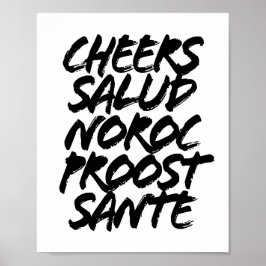 Póster Salud Noroc Proost Sante Grunge Caps