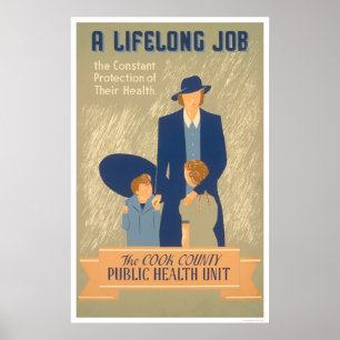 Póster Salud Pública del Condado de Cook 1938 WPA