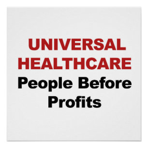 Póster Salud universal, personas antes que ganancias