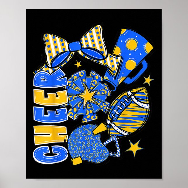 Póster Saluda a mamá Blue Cheerader Game Day Cheo Foo (Frente)