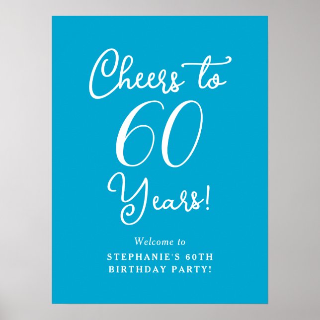 Póster Saludo azul de Aqua a 60 años Signo de bienvenida  (Frente)