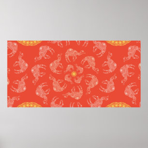 Póster Saludo Bonita carta con camello. Marco de anima