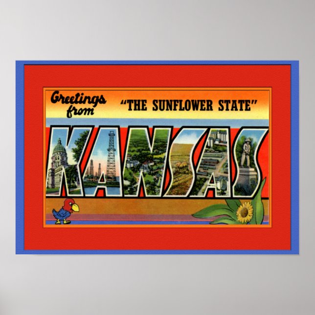 Póster Saludo de letras grandes de Kansas (Frente)