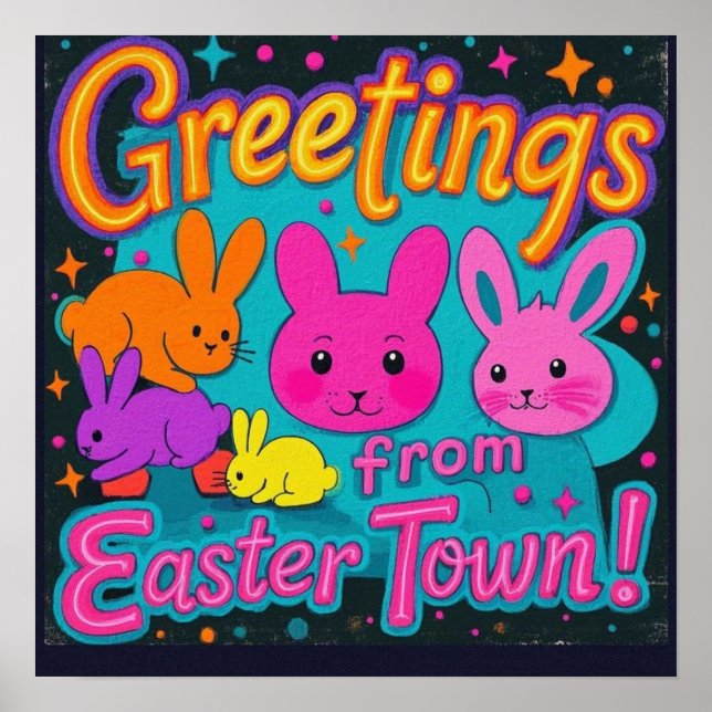 Póster Saludo De Pascua De Los Bunnies (Frente)