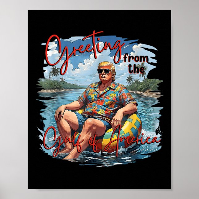 Póster Saludo Desde El Golfo De Estados Unidos Trump (Frente)