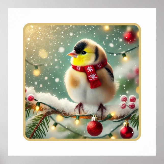Póster Saludo dorado: Navidades festivos de US-Goldfinch (Frente)