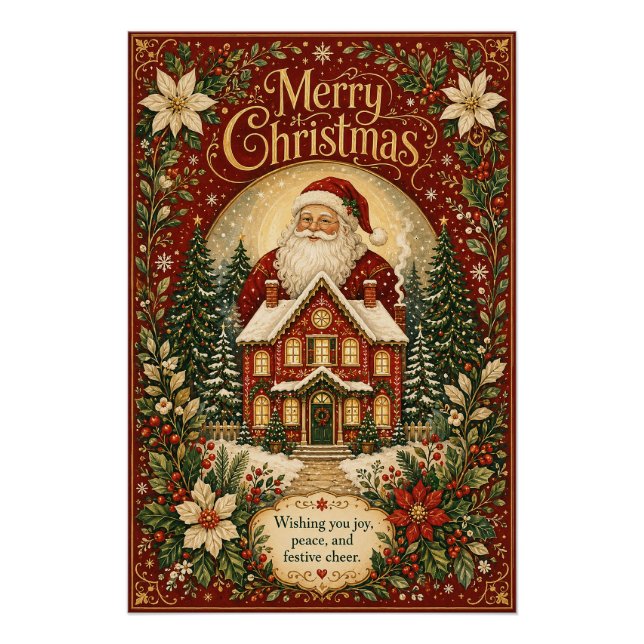 Póster Saludo junto al hogar de Santa (Anverso)