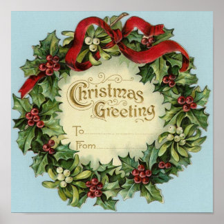 Póster Saludo navideño vintage de personalizable