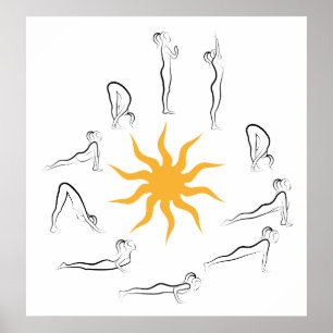 Póster saludo solar de yoga