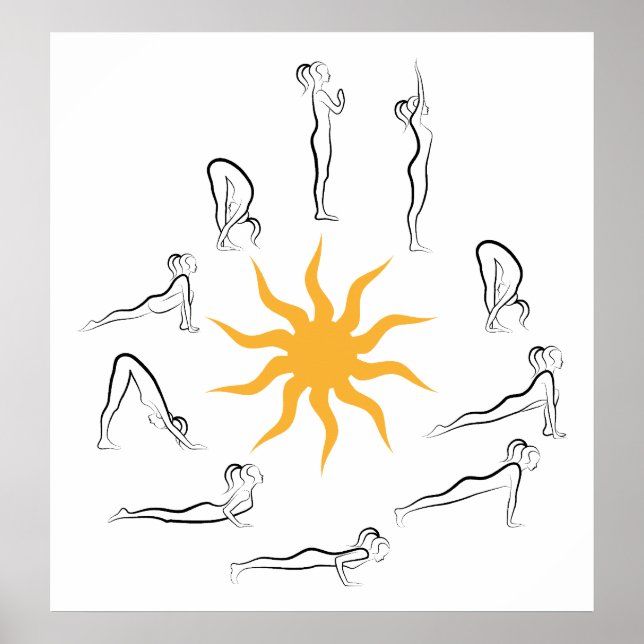 Póster saludo solar de yoga (Frente)
