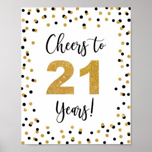 Póster Saludos a 21 años de aniversario o Rótulo de cumpl