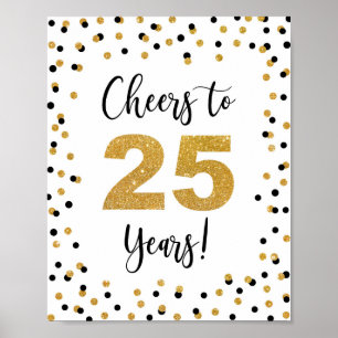 Póster Saludos a 25 años de aniversario o Rótulo de cumpl