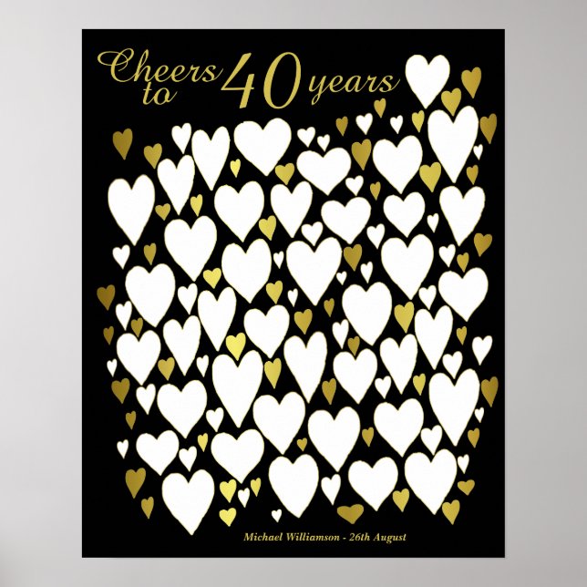 Póster Saludos a 40 años - 40 cumpleaños (Frente)