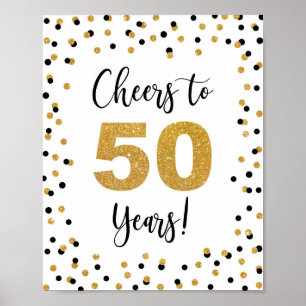 Póster Saludos a 50 años de aniversario o Rótulo de cumpl