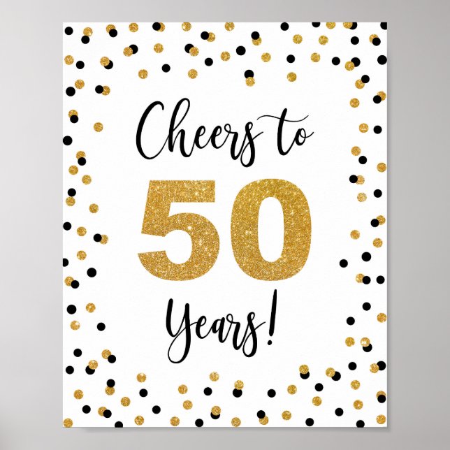 Póster Saludos a 50 años de aniversario o Rótulo de cumpl (Frente)