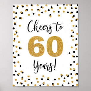 Póster Saludos a 60 años de aniversario o Rótulo de cumpl