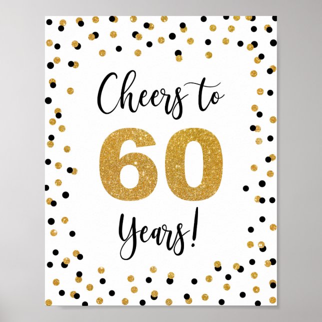 Póster Saludos a 60 años de aniversario o Rótulo de cumpl (Frente)