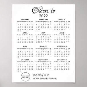 Póster Saludos al calendario empresarial logo 2022