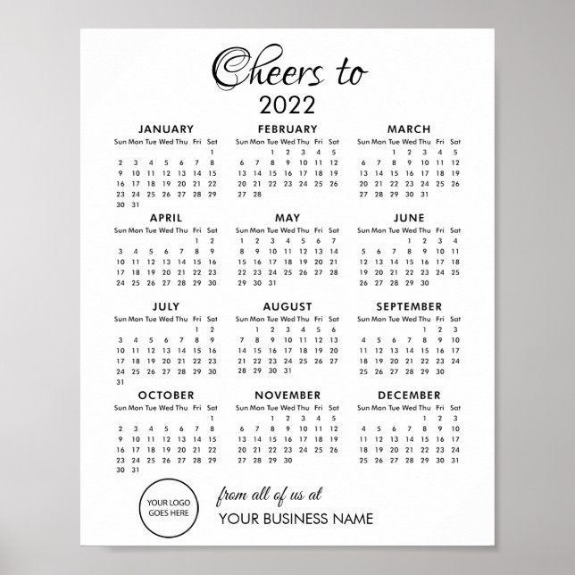 Póster Saludos al calendario empresarial logo 2022 (Frente)