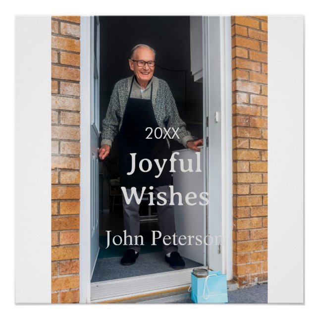 Póster Saludos alegres agregar nombre foto hombre vacacio (Anverso)