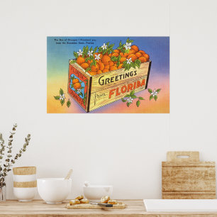 Póster Saludos antiguos de Florida Citrus Fruit