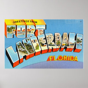 Póster Saludos antiguos de Fort Lauderdale Florida
