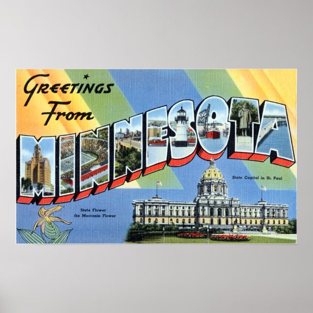 Póster Saludos antiguos de Minnesota Travel (Frente)