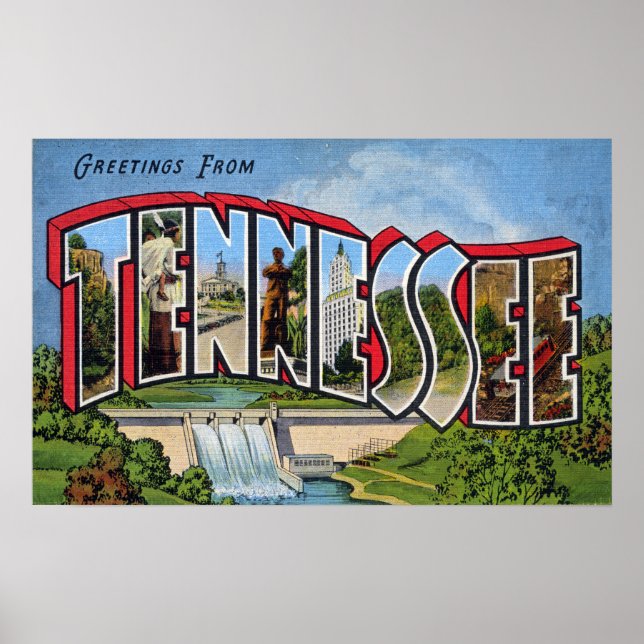 Póster Saludos antiguos de Tennessee (Frente)