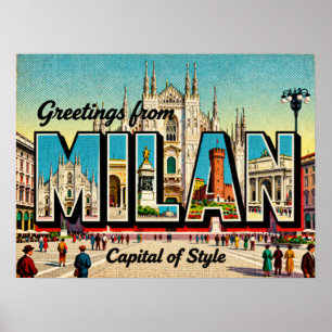 Póster Saludos antiguos del Poster de Milán